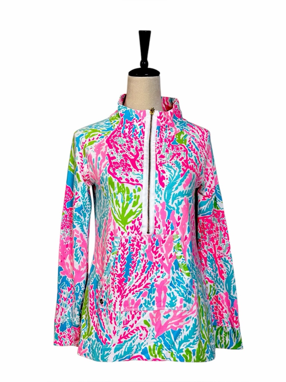 Lilly Pulitzer Skipper Let’s Cha Cha Popover UPF 50+ Women’s Small Pink Blue